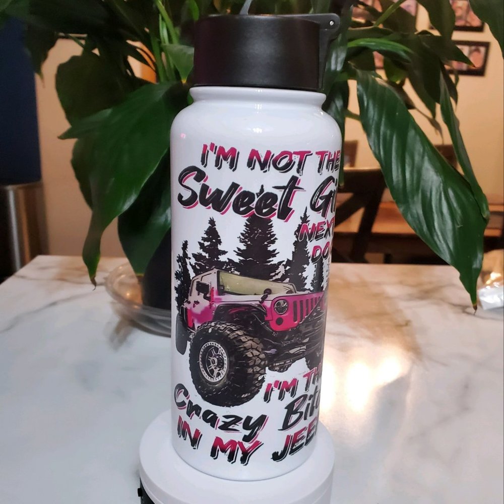 I'M THE Crazy BI*** IN MY JEEP 32oz Hydro Handle Bottle Tumbler 💜sale